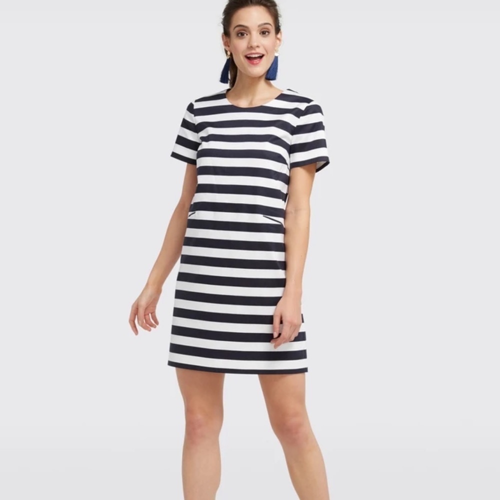 Draper James | Stripe Print Shift Mini Dress - image 1